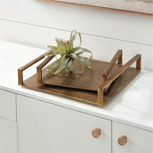 Plateau décoratif en aluminium en forme de coquille Saint-Jacques fait à la main, plateau de service en métal de luxe, style côtier, plateau rectangulaire pour table basse, décoration de table - Product Image 5