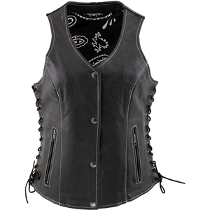 Chaleco personalizado de cuero de oveja/vaca para mujer negra con precios de fábrica de gran oferta para mujer - Product Image 4