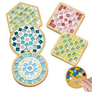 Star Shaped Mosaic Wood <b>Glass</b> <b>Coasters</b> Coffee Cup Mat Heat Insulation Table Pad Kitchenware Dining Home Bar Restaurant Drink Mat - Product Image 3