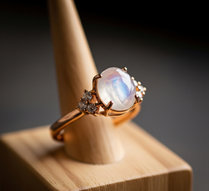 Último diseño, conjunto de bisel de plata 925, anillo de cristal de piedra lunar chapado en oro rosa, uso diario de alta calidad, fiestas de boda a la moda - Product Image 2