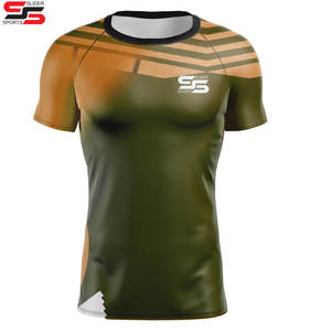 Spandex imprimé par sublimation Bjj chemises et hauts de compression à séchage rapide pour hommes chemise de combat à manches courtes Rash Guard MMA - Product Image 4
