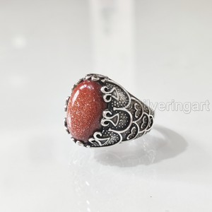 Nouvelle Arrivée Bague pour Homme en Pierre Naturelle Pierre de Soleil de Feu, Bague Pierre de Naissance, Toutes Tailles, Bijoux Vintage Ottoman, Bague en Argent Sterling 925 - Product Image 2