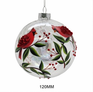 Adornos Navideños de Cristal Pintados a Mano de Lujo, Bolas de Navidad Circulares de Cristal a Todo Color, Decoraciones Clásicas para Árboles de Navidad - Product Image 5