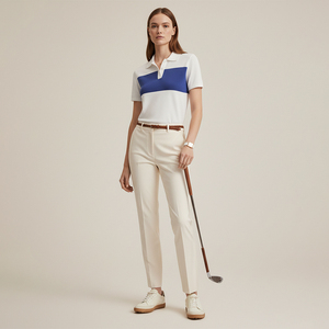 Polo Sportiva Estiva Personalizzata da Donna a Maniche Corte Traspirante Elasticizzata per <span class=keywords><strong>Golf</strong></span> e Tennis Maglia in Maglia - Product Image 2