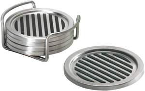 Trendy Metallic <b>Drink</b> Coasters set with <b>Stands</b> Ideal Living Room Kitchen bar Tables Contemporary Design for a Modern Lifestyle - Product Image 2