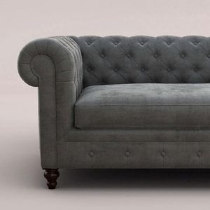 มหาราชาโซฟา3-Seater สไตล์ร่วมสมัยหรูหราผ้ากำมะหยี่ทนทานสีเทาถ่านดีไซน์กระจุกสำหรับห้องนั่งเล่นโรงแรมวิลล่าเฟอร์นิเจอร์ - Product Image 3