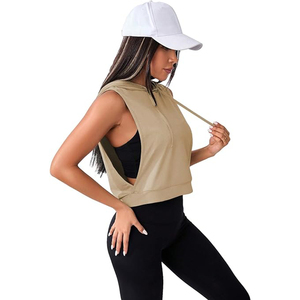 Soft Stretchable Women's Sleeveless Workout <b>Crop</b> Tank <b>Top</b> Open Side Shirt for Athletic Exercise Running <b>Tops</b> - Product Image 2