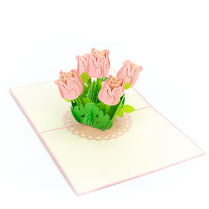 Carte de voeux en forme de fleur et d'arbre 3D Pop-Up faite à la main en papier artisanat souvenir artisanat pour la fête des mères - Product Image 1