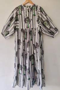 Vestido MIDI informal de verano con cuello profundo y cierre de cuerda Estampado de puntos florales Cintura natural Silueta suelta - Product Image 6