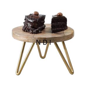 Soporte para pasteles de madera de aspecto tradicional, forma redonda, con acabado natural, para celebraciones de cumpleaños en casa, al precio más bajo. - Product Image 1