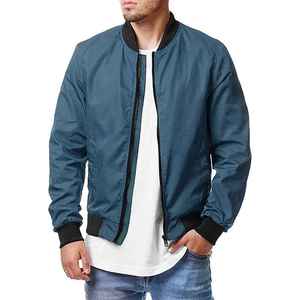 Veste varsity pour homme, coupe ajustée, en toile, col montant, coupe-vent, fermeture éclair, manches longues, vêtements d'extérieur pour l'hiver - Product Image 3