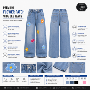 Jean large taille haute tendance couleur unie longueur complète pour femme – Vêtement décontracté - Product Image 5