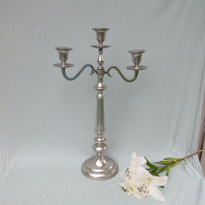 Shiny Silver Finished Metal 3 Arm <b>Candelabra</b> Candle Stand Tabletop Decorate Candle Holder Wedding and Parties Event Table Decors - Product Image 5