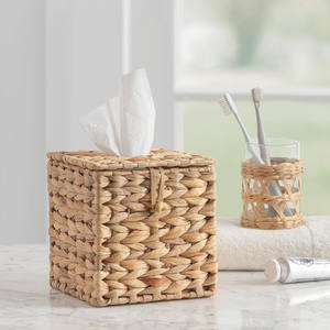 Boîte à mouchoirs en jacinthe d'eau tissée à la main, design élégant et confortable, décoration vintage respectueuse de l'environnement - Product Image 5
