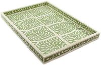 Plateau de service rectangulaire en bois sculpté à la main de haute qualité, design Art Déco, pour la vente en gros, idéal pour le Ramadan, Diwali et l'usage domestique