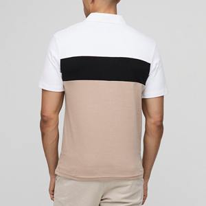 2025 nouveau t-shirt polo pour hommes 100% coton piqué tissu coupe ample personnalisé imprimé logo couleur bloc T-shirt pour hommes - Product Image 6