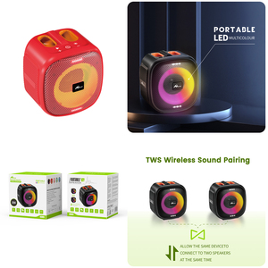 Digitalome SPA-105-5 Home Wireless for <b>Bluetooth</b> <b>Portable</b> Microphone RGB LED USB Charging <b>Speaker</b> TF Card Storage Metal/Plastic - Product Image 3