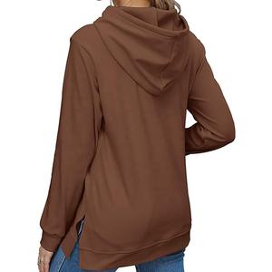 2025 nouvelle dernière conception sweats à capuche pour femmes en couleur Orange à manches longues pull femme sweats à capuche à vendre haute qualité femmes sweats à capuche - Product Image 4