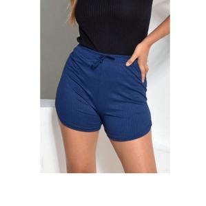 Nueva tendencia, pantalones cortos deportivos de cintura baja para mujer, pretina acanalada ancha sin costuras, tela sólida personalizada de BD - Product Image 2