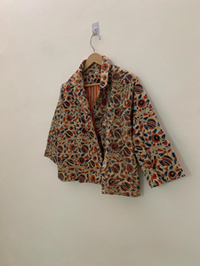 Veste courte à un bouton en velours côtelé multicolore Style bohème Veste courte à cordon Bomber Manteau court en velours côtelé Manteau en daim Taille unique - Product Image 2