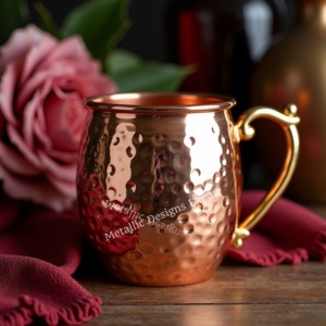Mule de Moscou en cuivre martelé vintage de 14oz, tasse écologique avec poignée en laiton et métal orné pour les fêtes et les cadeaux. - Product Image 4