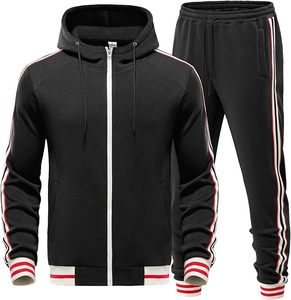 Survêtement à fermeture éclair complète pour hommes, survêtement décontracté de rue, 2 pièces, vêtements de sport d'hiver respirants et doux - Product Image 1