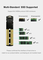 FIDECO Aluminio Portátil USB C 10gbps Tipo-c Carcasa de Disco Duro Externo M2 Ssd Case Nvme Sata Enclosure