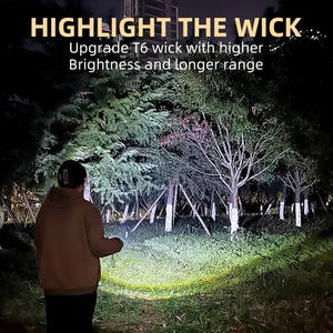 Mini lampe torche LED tactique rechargeable ultra puissante à 3 cœurs pour le camping - Product Image 4