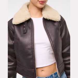 Veste de moto en cuir de mouton véritable satinée pour femme, style streetwear, grande taille, écologique, coupe-vent, produit haut de gamme - Product Image 6