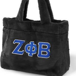 Bolso de piel ZPB-Negro | Bolso Zeta Phi Beta de poliéster 100% | Diseño de felpa suave con interior espacioso | Accesorio de hermandad - Product Image 5