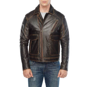 Gran oferta, chaqueta de cuero de motorista Vintage cómoda para hombre, chaqueta de cuero para hombre superventas de alta calidad para invierno - Product Image 1