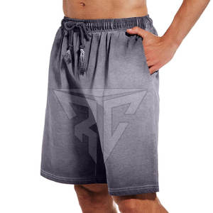 กางเกงขาสั้นผ้าเจอกรดสำหรับผู้ชายผ้าคอตตอน100% กางเกงลำลองลายตามสั่งขนาดกลางเอวสูงทันสมัยใหม่ - Product Image 3