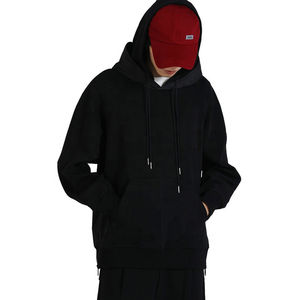 Custom Satin Lined Cotton Blank Colorblock Pullover Sudadera con capucha Oversized Men's Hoodie - Product Image 3