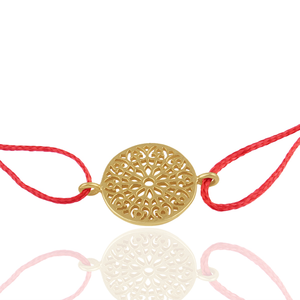 สร้อยข้อมือดอริมาคราเม่ผ้าฝ้ายสีแดงชุบทอง18K 925ออกแบบได้ตามต้องการ - Product Image 4