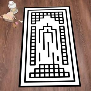 Alfombra de Oración Islámica Blanca: Alfombra con Estampado Religioso, Decoración para Mezquita, Alfombra Delgada No Tejida - Product Image 4