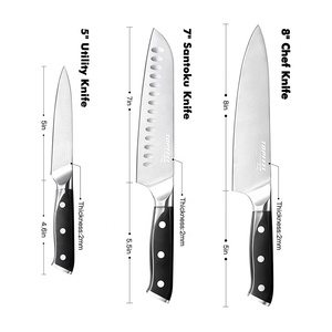 Juego de 3 cuchillos de cocina de acero inoxidable - Product Image 1