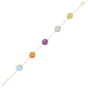 Handmade 18K Solid Yellow <b>Gold</b> Link Chain <b>Adjustable</b> Natural Semi-Precious Multi-Gemstone <b>Bracelet</b> Fine Jewelry for Gift - Product Image 6