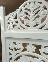 Paravent pliant en bois blanc vintage, sculpté de motifs floraux, pour l'intimité à la maison et la décoration intérieure