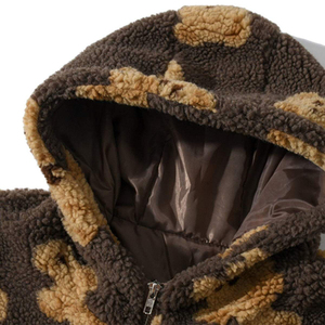 Fall Winter Warm Pullover Stylish Bear Printed <b>Sherpa</b> <b>Hoodies</b> for Women High Quality Custom Logo Streetwear Fashion Half Zipper - Product Image 5