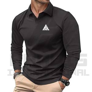 Nouveau design, logo personnalisé, polos à manches longues pour hommes, polos décontractés pour hommes, polos en coton - Product Image 3
