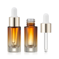 Flacons compte-gouttes en verre transparent blanc de 5 ml, 10 ml, 15 ml, 30 ml avec bouchon à anneau doré