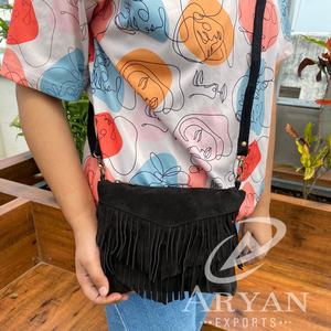 2024 Fashion Women's Sling Crossbody Bag Ladies High Quality Suede Leather Fringe Small Shoulder Bag Ladies Tassel Handbag Purse - Product Image 1