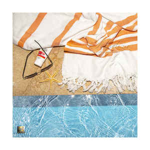 Toalla de playa Peshtemal de algodón turco sin arena de secado rápido ligera de moda estilo de vacaciones con logotipo personalizado de gran tamaño - Product Image 6