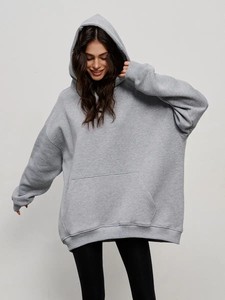 Sudadera con capucha de gran tamaño para mujer de alta calidad letra bordada peso pesado gota hombro personalizable Boxy Streetwear Otoño/Invierno - Product Image 2