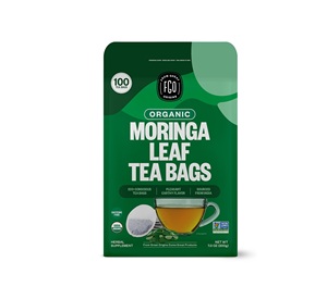 FGO Organic Moringa <b>Tea</b>, 100 Count, Eco-Conscious <b>Tea</b> Bags, Resealable Bag - Product Image 1