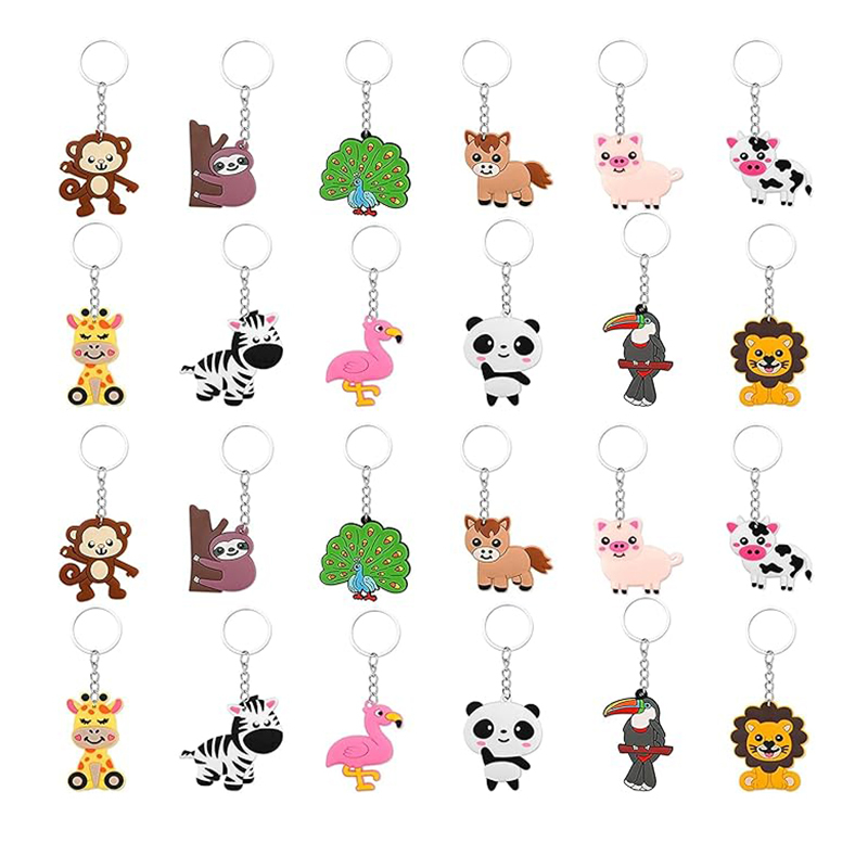 Dihua Collection Cute Jungle Animal Shape Keychains Safari Zoo Animals ...