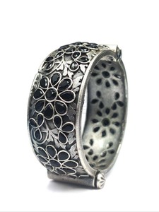 Brazalete de aspecto de flor de plata alemana de latón puro para fiesta, pulsera oxidada de tamaño libre, producto a granel hecho a mano ajustable - Product Image 6
