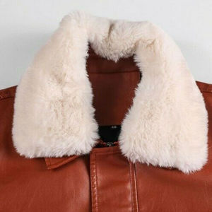 Nouvelle arrivée veste en fourrure d'agneau longue en peau de mouton hommes hiver chaud épais motif fermeture éclair vestes en cuir - Product Image 6