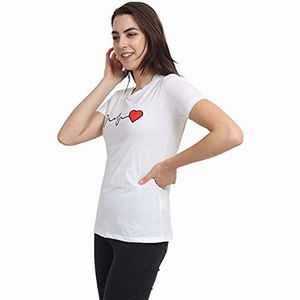 Camisetas de algodón y poliéster de alta calidad para mujer, camiseta ajustada suave con logotipo personalizado para mujer, camiseta de gimnasio para mujer - Product Image 4