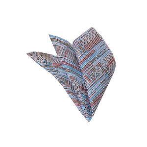 Mouchoirs de poche à col imprimés motif ethnique bleu pour hommes adultes en tissu tissé - Product Image 1